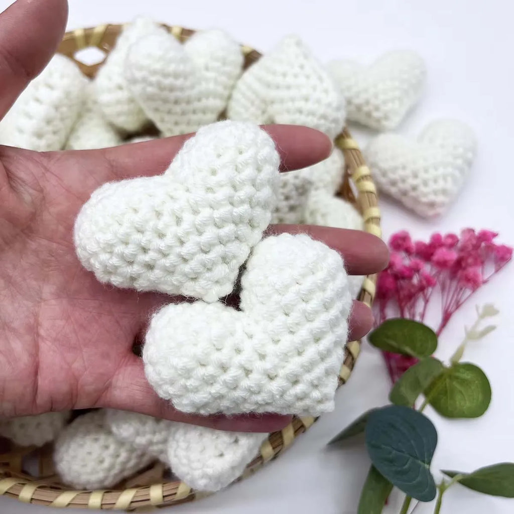 3-Pack Handmade Crochet Heart Decorations – Valentine's & Wedding