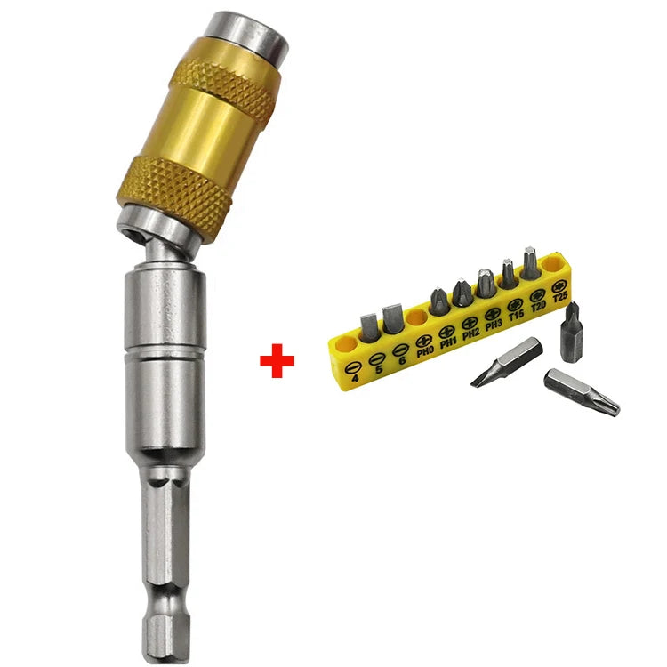 1/4"Hex Magnetic Pivoting Drill Bit Quick Change Drive Guide Drill Pivoting Bit Holder for Tight Spaces Magnetic Bit Tip Holder Oasis Select Yellow set