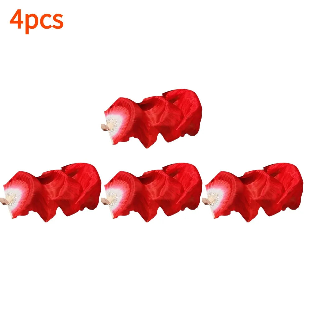 Women Belly Dance Silk Fans Children's Fan for Dancing Extended Double-Sided Adult Bamboo Performance Gradient Color Dance Fans Oasis Select 4pcs