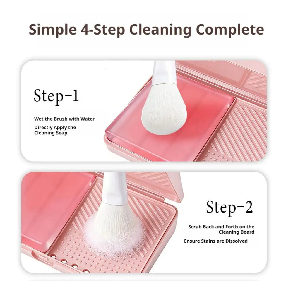 Makeup Brush Cleaner Soap, 2-in-1 Brush Cleaning Wash Bar with Scrubbing Silicone Cleaning Mat For Cleaning Makeup Sponges Brush Oasis Select