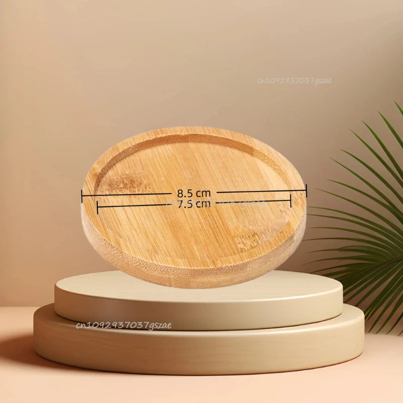 Simple Style Home Decoration Succulents Bonsai Holder Round Square Flowerpot Base Rectangle Bamboo Wood Tray Oasis Select Round 8.5cm