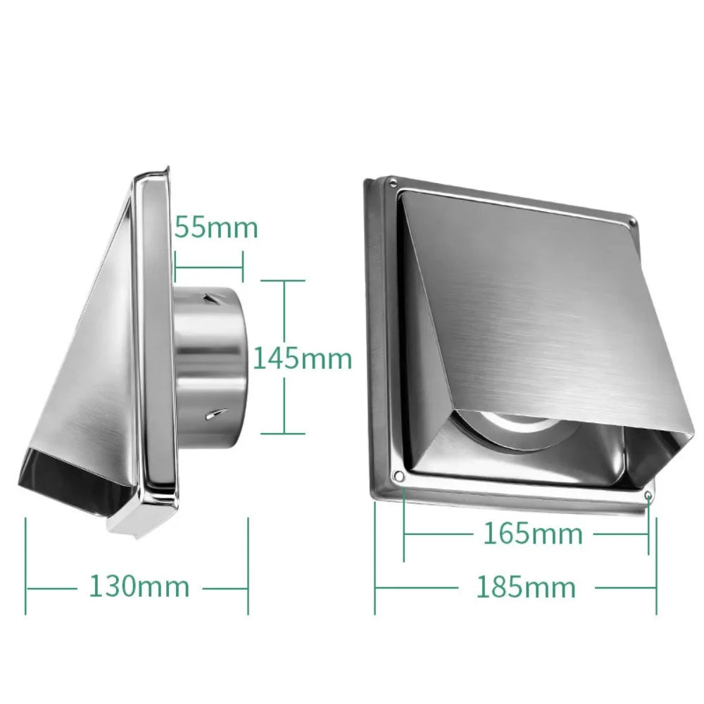 4" 5" 6" Square Stainless Steel Air Vent Extract Valve Cover