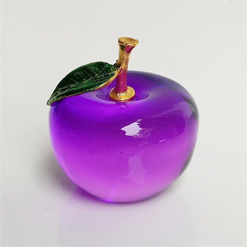 Apple Ornaments Coloured Glaze Decoration Glass Home Decoration Crystal Quartz Purple Red Pink Yellow Lucency Gift Souvenir Oasis Select Purple