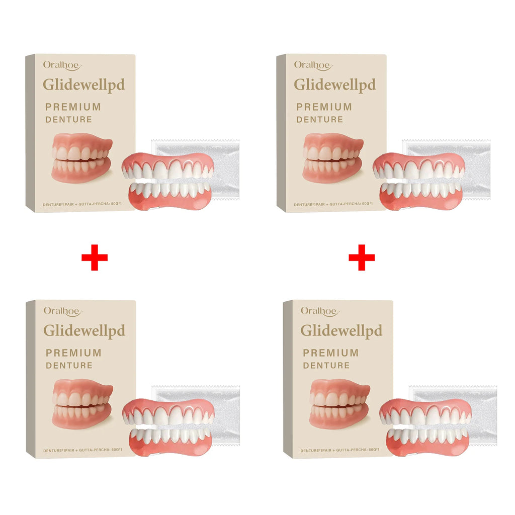 Oralhoe Soft Silicone Temporary Dentures Full Set – Upper & Lower Temporary Denture Set Oasis Select 4sets boxed
