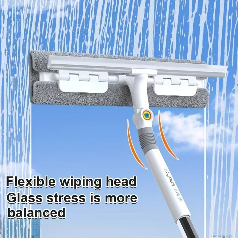 2-in-1 Glass Wiper, Multi-Functional Plastic & Stainless Steel Window Cleaning Tool, for Bathroom, Outdoor, Wall, Floor Oasis Select