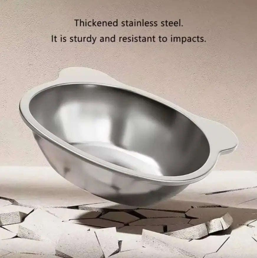 304 Stainless Steel Raised Cat Bowl | 15° Tilted Elevated Design