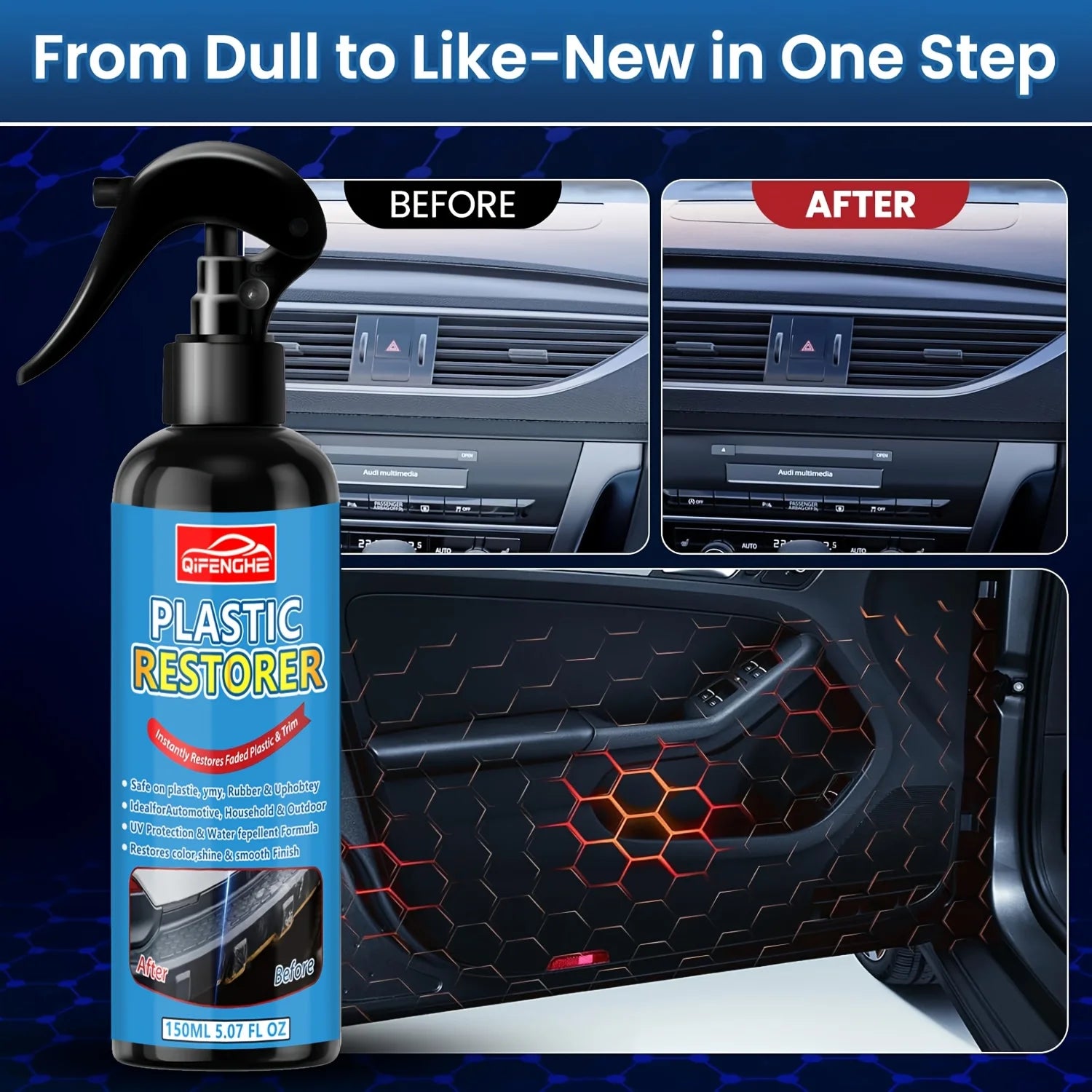 Black Trim And Plastic Restorer for Cars (5.07 Ounces/150ml) | Restore Fading Bumper, Rubber, Vinyl, Long-lasting UV Protection Oasis Select