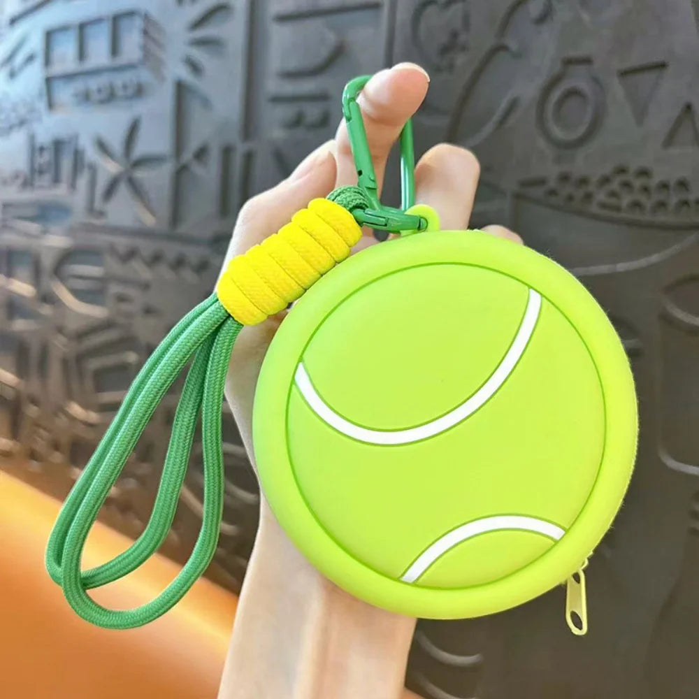 Creative Sports Style Silicone Coin Purse Wallet Basketball Football Shaped Storage Bag Headphone Box Schoolbag Pendant Keychain Oasis Select Volleyball
