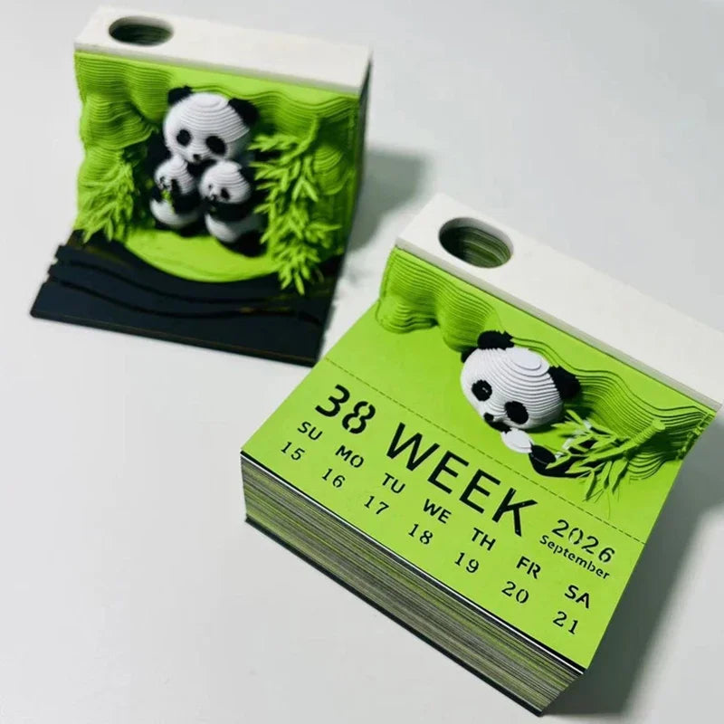 3D Panda Notepad 2025 Calendar 3D Paper Art Notes Notepad ﻿ Paper Engraving Art Sticky Tear Home Office Desktop Decor Oasis Select