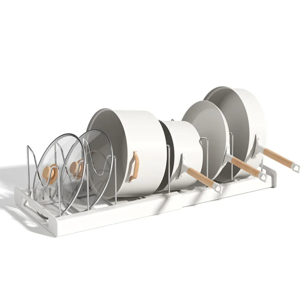 Kitchen utensil artifact pot storage rack Foldable kitchen utensil storage rack Kitchen pot lid storage rack Oasis Select WHITE