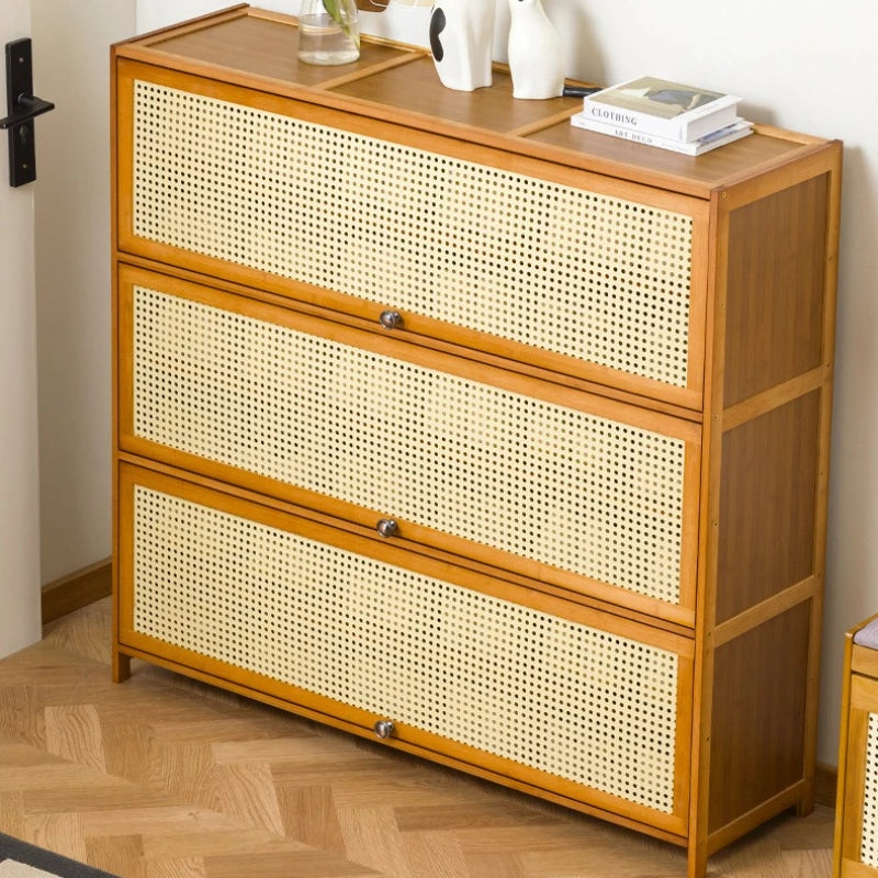 Imitation rattan woven shoe cabinet, simple shoe rack at the door of the home, economical, good-looking indoors Oasis Select
