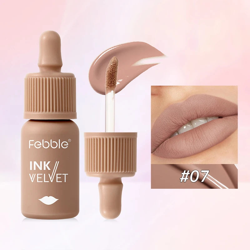 Febble 6-Shade Matte Velvet Liquid Lipstick – Long-Lasting Nude