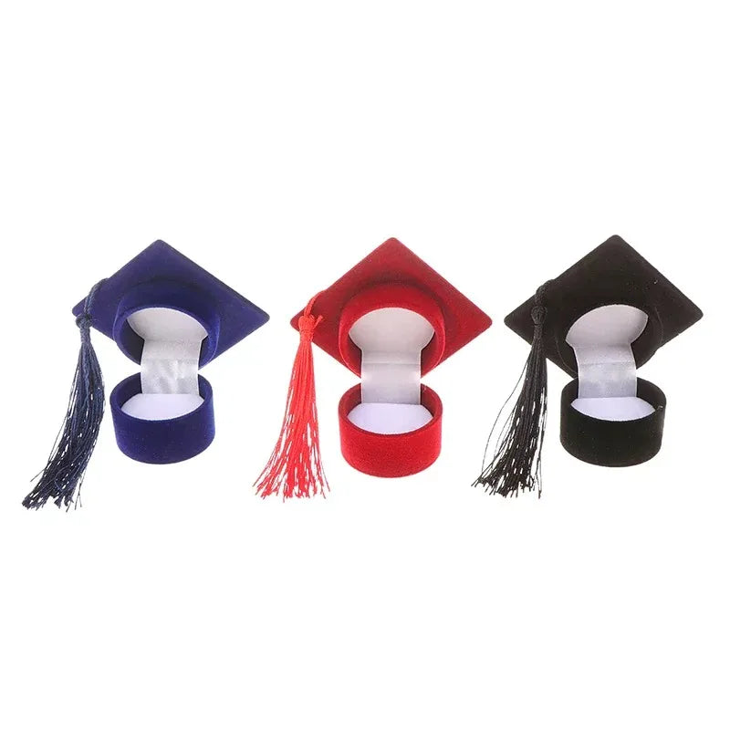 1pcs Creative Doctoral Hat Shape Ring Box Earrings Jewelry Storage Wedding Engagement Valentine's Day Gift Packaging Boxes Oasis Select
