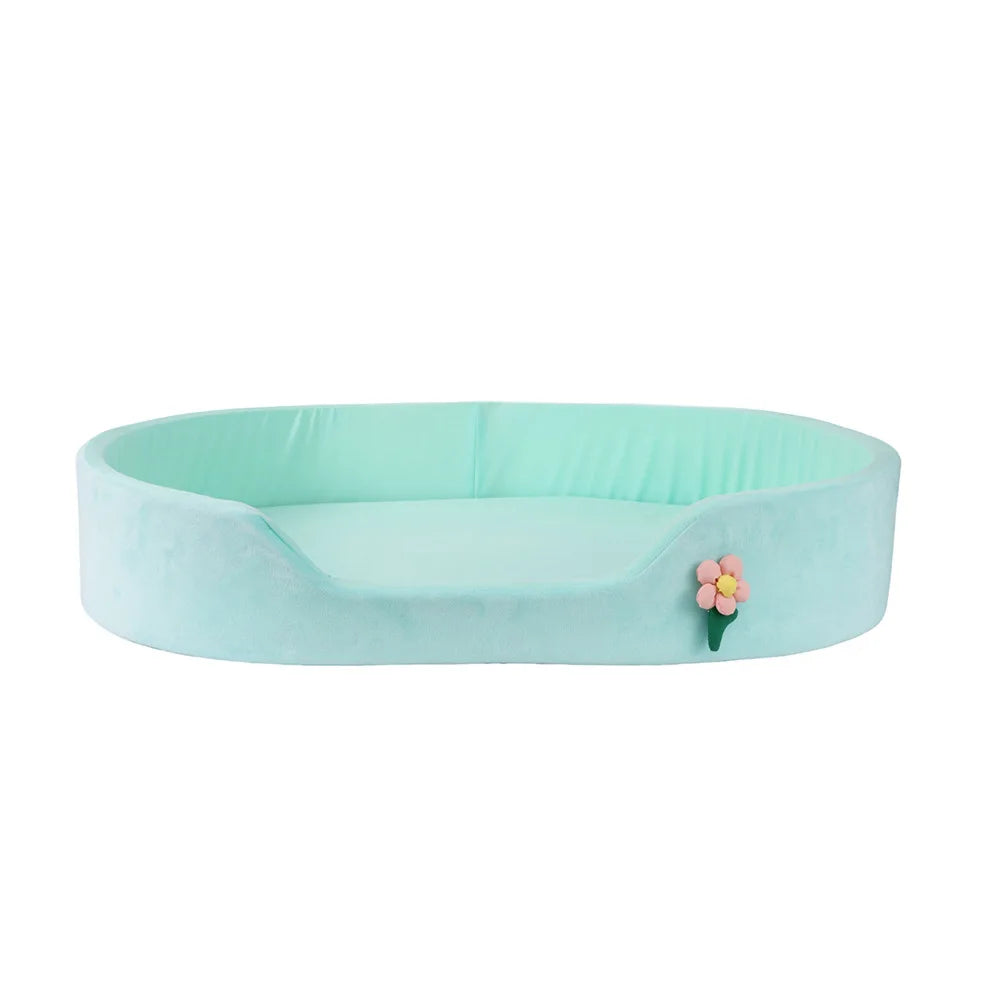 Summer Ice Silk Cool and Breathable Pet House, All-season, Detachable and Washable Dog House, Pet Ice Pad and Dog Bed Oasis Select Blue 65x45x14cm
