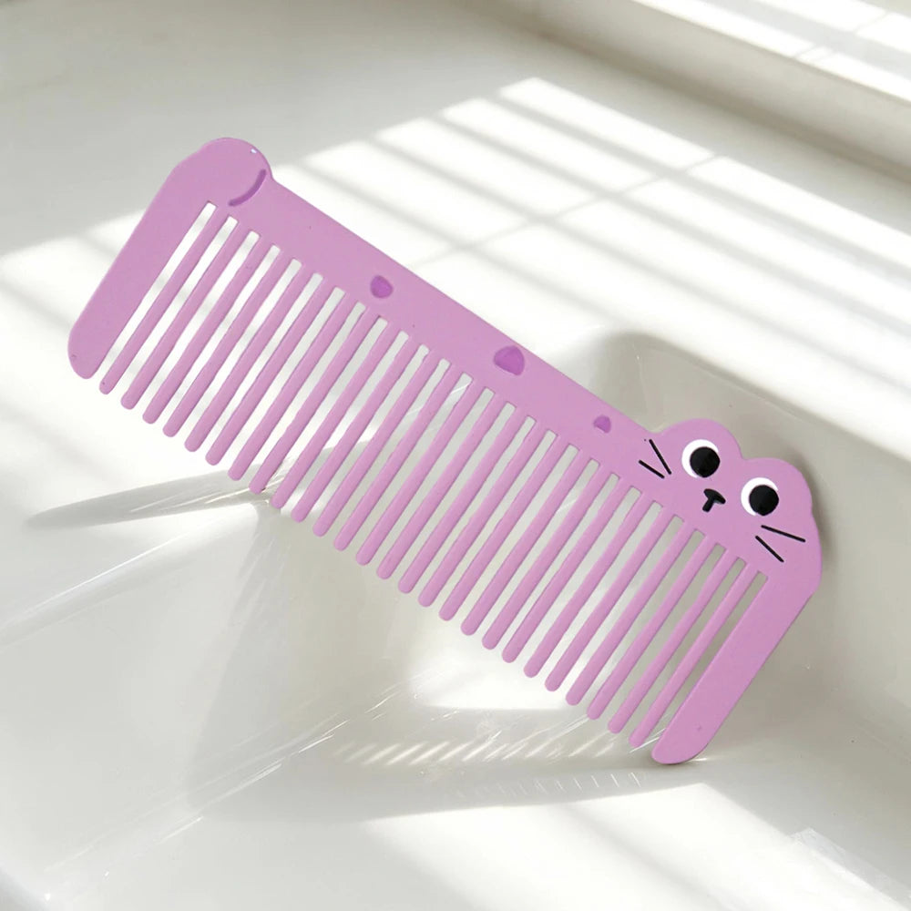 Mini Cartoon Kitten Wide Tooth Detangling Comb | Travel Hair Comb Hair Detangling Comb Oasis Select TC03-purple