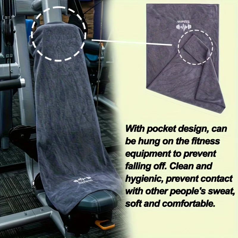 Sports Towel 40*95cm / 15.7*37.4in Modern Soft Polyester Fitness Towel with Pocket, Super Absorbent Rectangular Knit Cloth Towel Oasis Select