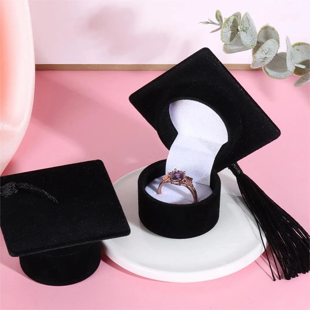 Graduation Cap Shaped Jewelry Storage Box,Graduation Season Proposal Mini Ring Box,Perfect Gift for Bachelor and Campus Souvenir Oasis Select