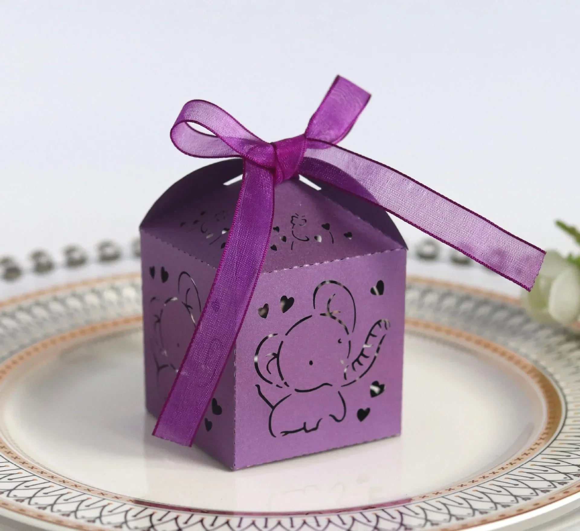 10pcs Elephant Shaped Candy Box for Baby Shower Cute Gift Boxes for Children Birthday Party Favors Box Candy Packaging Supplies Oasis Select Purple Other