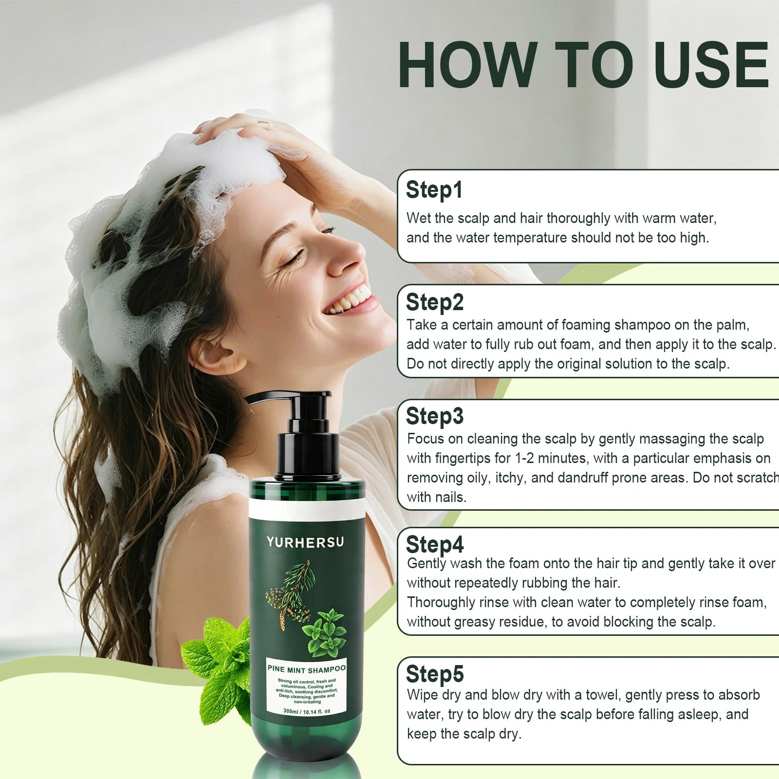 Pine & Peppermint Shampoo – Anti-Dandruff & Oil Control 300ml Anti-Dandruff Shampoo Oasis Select