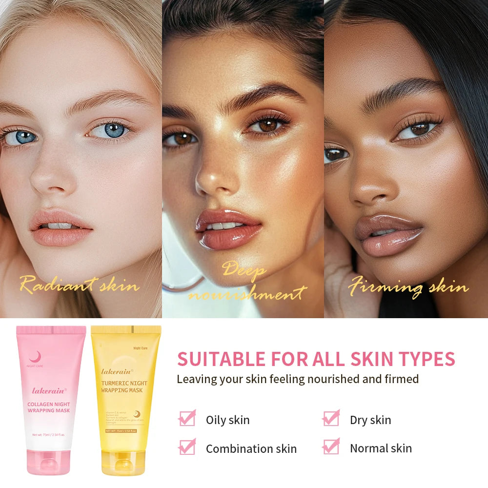 Glow Overnight Wrapping Mask Duo Deep Nourishing Radiance Increase Skin Elasticity Facial Peel Off Masks Set Korean Skin Care Oasis Select