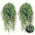Artificial Plant Hanging Flowers with Eucalyptus Leaves: 2Pcs Wall Home Garden Greenery Vine for Wedding Decor Oasis Select A5