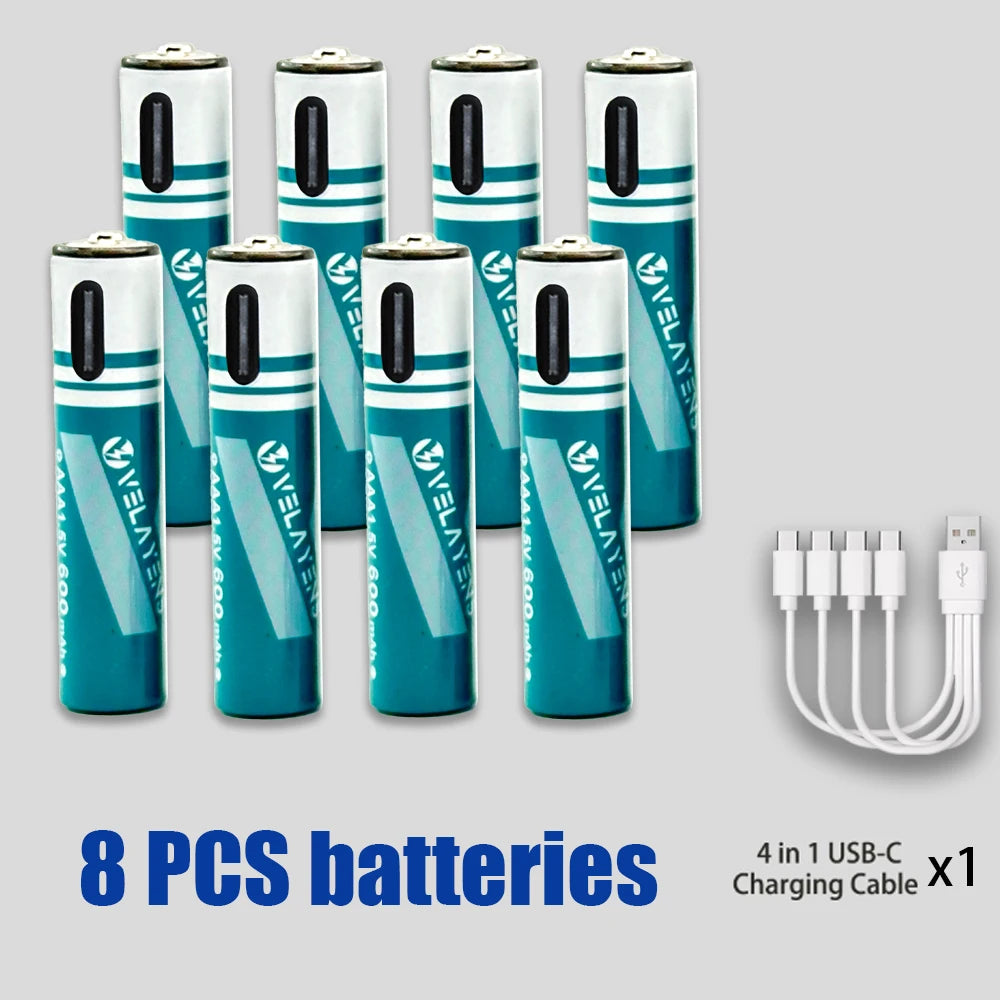 Long Lasting 600mAh AAA Rechargeable Battery Durable AAA Battery with USB C Charge Cable for High-Drain Devices Cameras Remotes Oasis Select 8PCS Battery 1Cable China Mainland