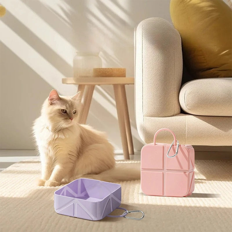 1pcs Portable Silicone Pet Collapsible Travel Outdoor Water Food Feeder Bowl for Dogs Cats Lightweight Camping Walking Pet Bowl Oasis Select