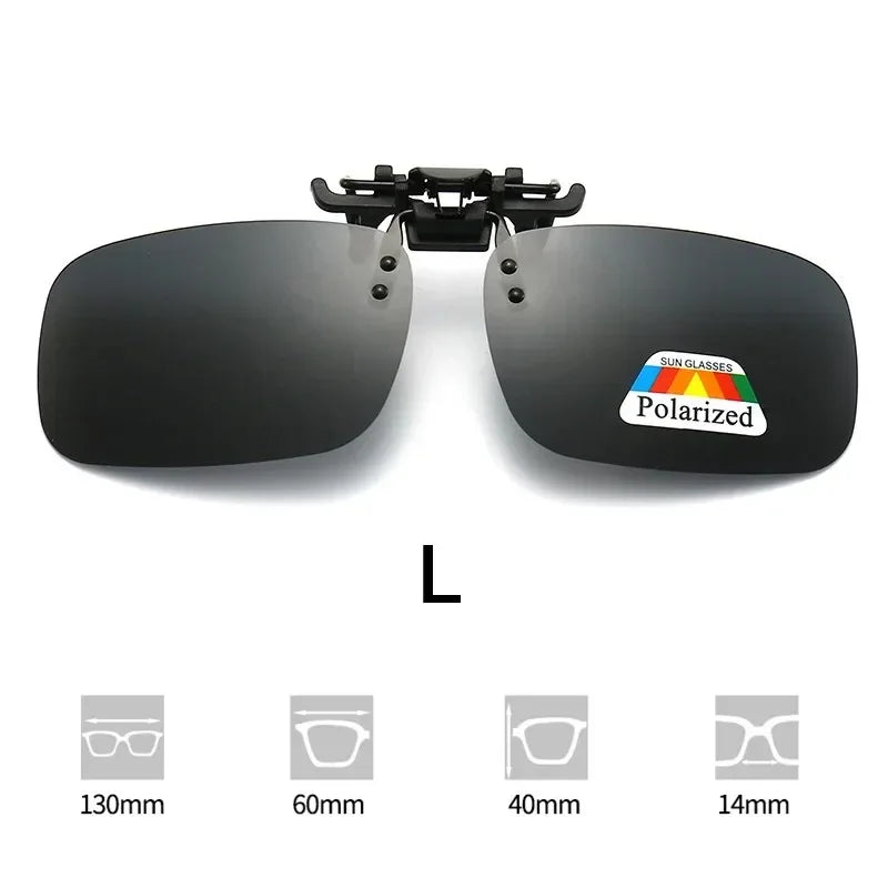 Polarized Sunglasses Clips Glasses Clip Driving Night Vision Eyeglasses UV400 Outdoor Shades High Definition Sun Glasses Clips Oasis Select L Black-1pc