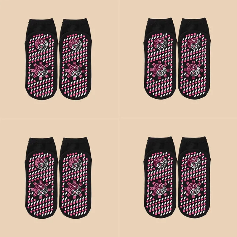 1/2/4/6pairs Self-Heating Socks Winter Warm Thermal Health Care Socks Slimming Health Short Sock Magnetic Therapy Health Sock Oasis Select 4pairs black