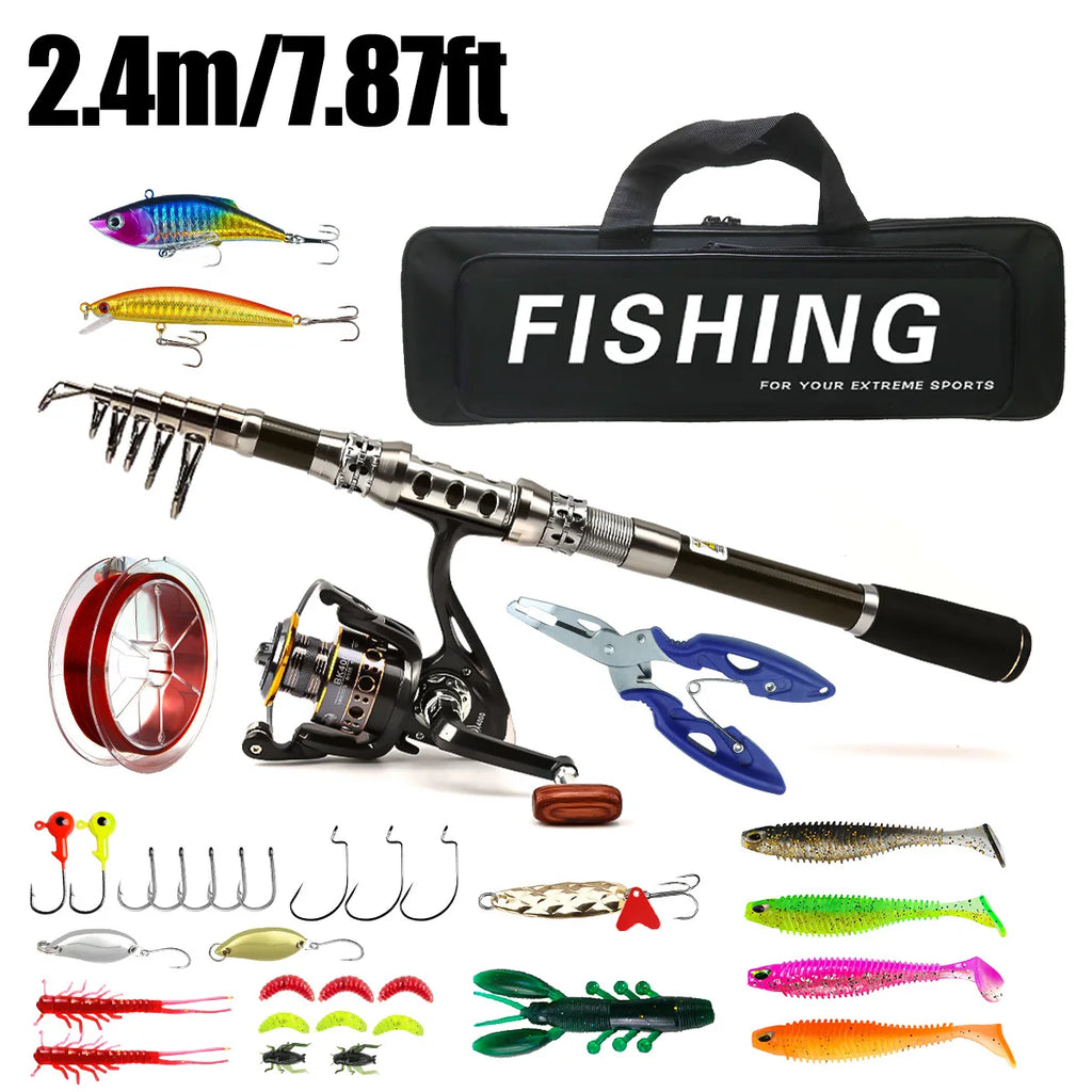 Carbon lure rod wheel set, sea fishing rod, telescopic fishing rod, rotating reel, travel, fresh water fishing set Oasis Select 2.4mSuit