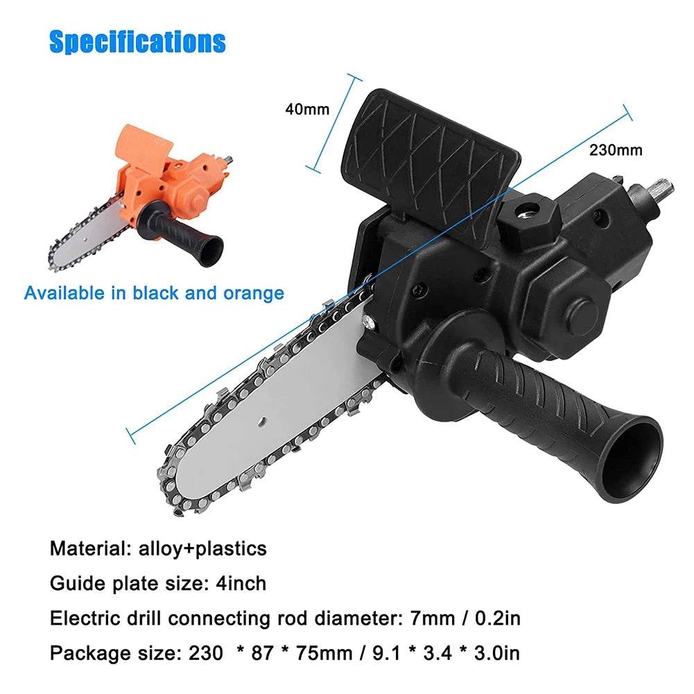 LIKE WISH Electric Drill Converter Into Electric Saw With 4 Inch Chain Mini Handheld Chain Saw Conversion Bracket Oasis Select