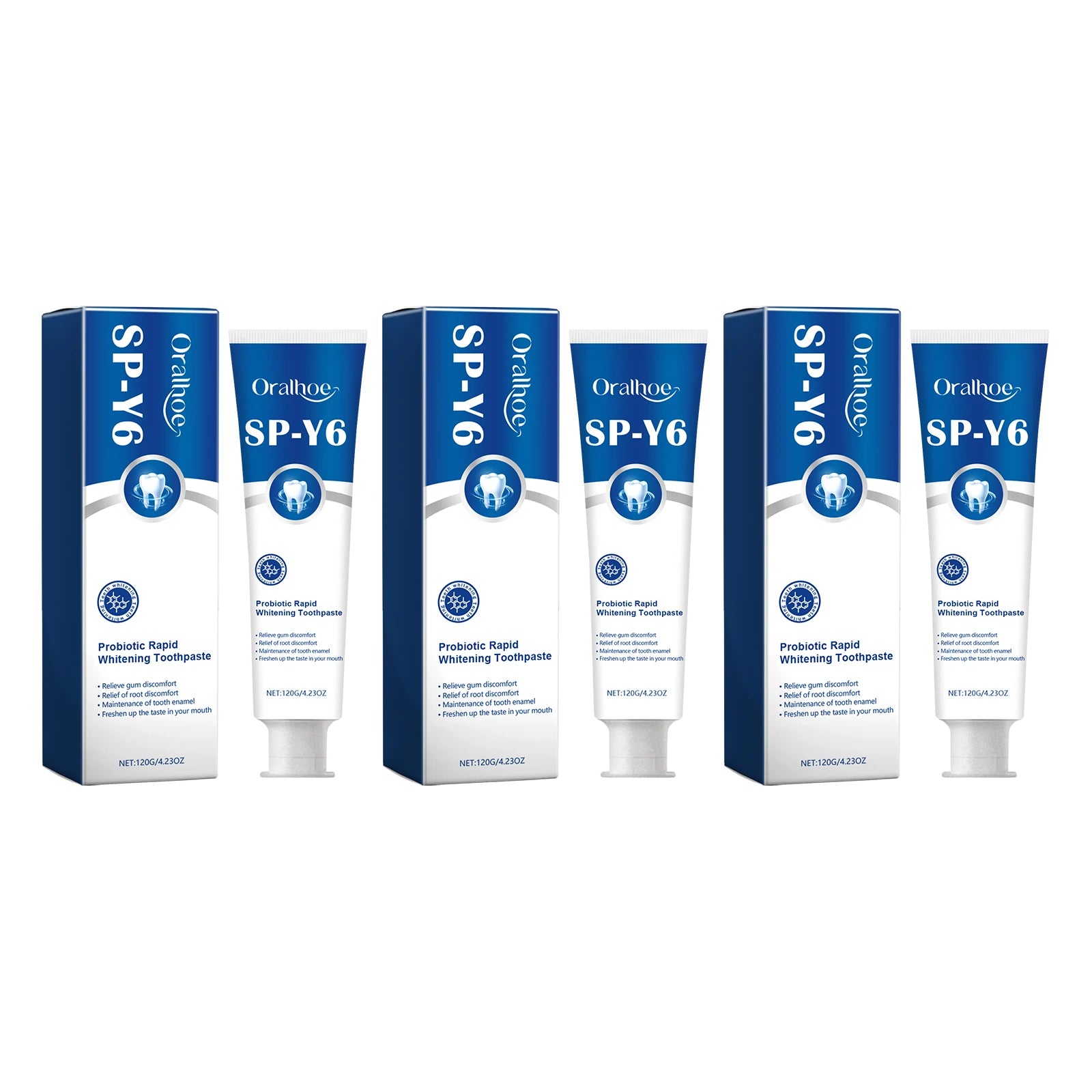 Oralhoe Probiotic W-hitening Toothpaste Fresh Breathing Deep Cleansing Remove Yellow Plaque Stains Teeth Brightening Toothpaste Oasis Select 120g Boxed X 3PCS