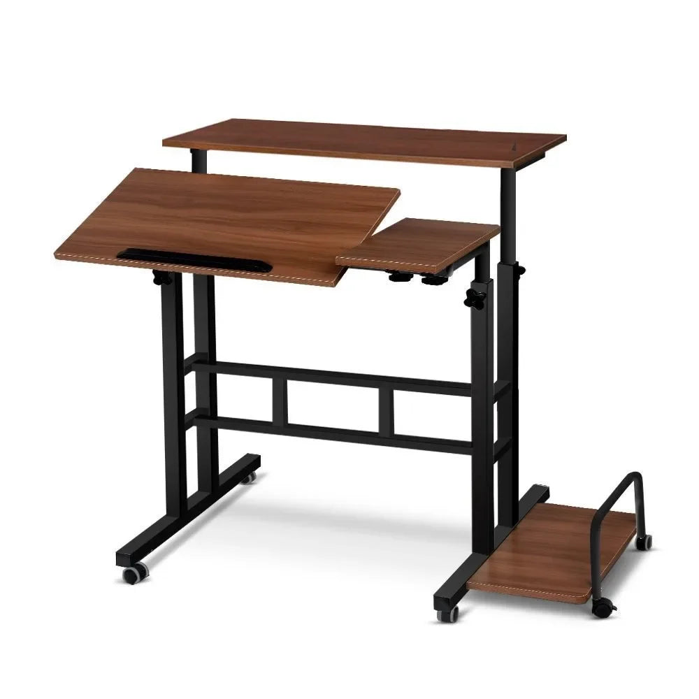 Multi-functional homeBedroom Lifting Computer Desk Multifunctional Table Movable Student Desk Oasis Select Walnut