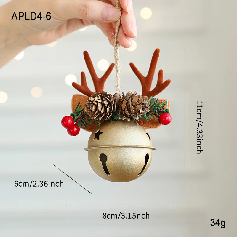 Christmas Bells Antlers Bows Pinecone Bells Mixed Pendants Christmas Tree Window Display Car Hanging Decorations Oasis Select Golden pine cone