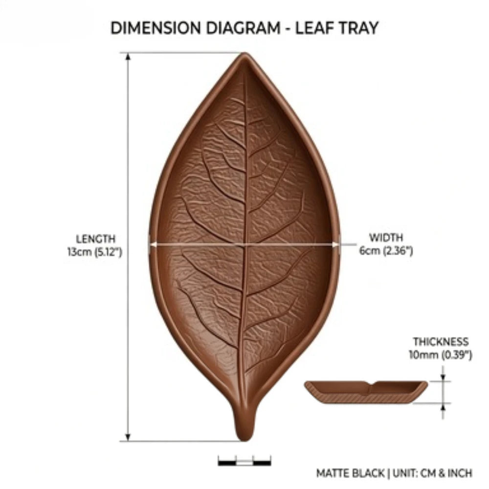 3D Printed Leaf Shape Jewelry Tray Ring Holder Unique Gift for Women Fashion Lovers Earring Necklace Display Dish Leaf Shaped Oasis Select Brown
