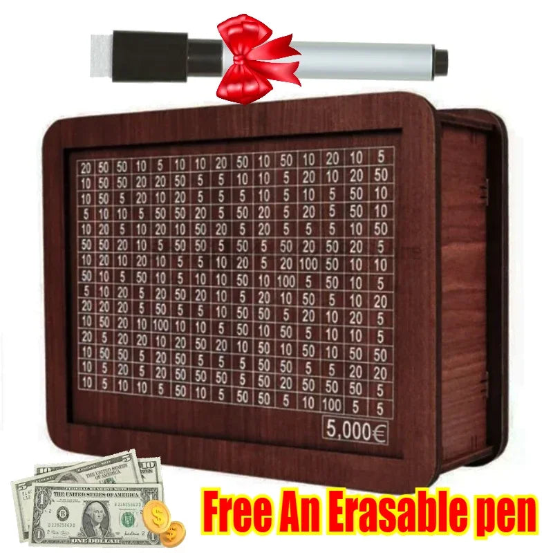 Wooden Piggy Banks, Dollar Cash Boxes, Reusable Assembled Cash Boxes, Home Decorations, with Savings Goals and Figures Oasis Select EUR 5000