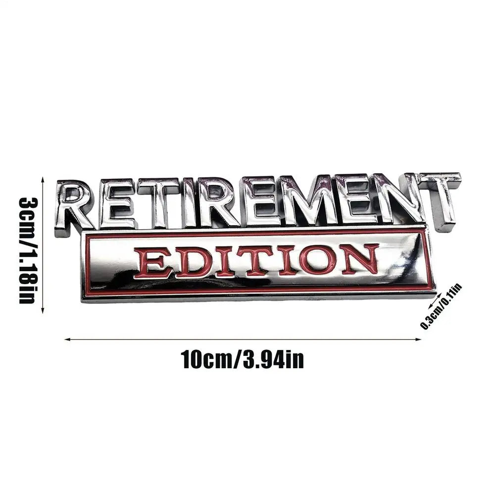 Car Badge Retirement Edition Car Stickers 3D Metal Automotive Vehicle Exterior Sticker for SUV Tailgate Trunk Door Hood Bumper Oasis Select Silver Red