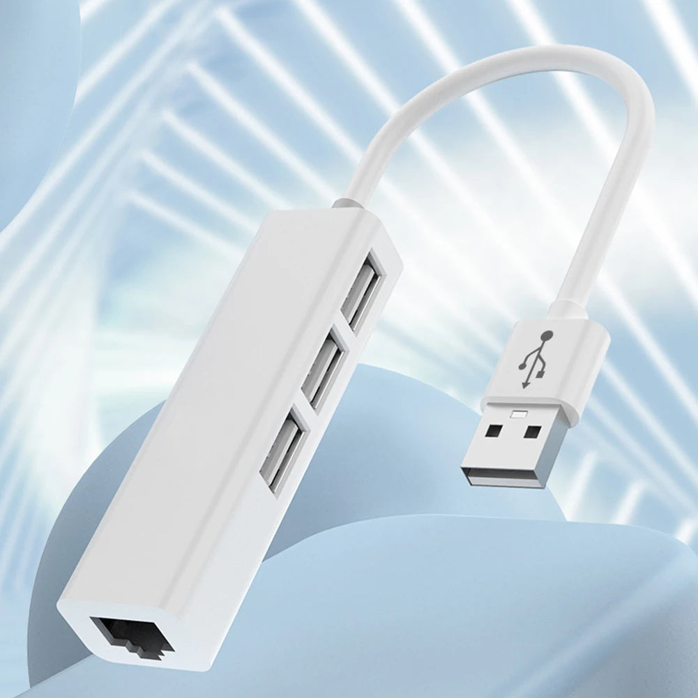 4-in-1 USB-C to RJ45 Ethernet Adapter + 3-Port USB 2.0 Hub USB-C Ethernet Hub Oasis Select