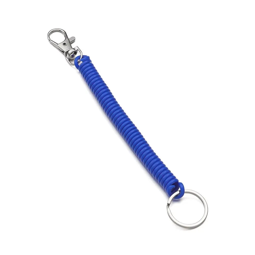 1/3pcs Elastic Wristband Spring Lanyard Key Cord Clasp Spiral Stretch Keychain Security Gear Elastic Ropes Spring Rope Key Ring Oasis Select 1pcs Royal blue