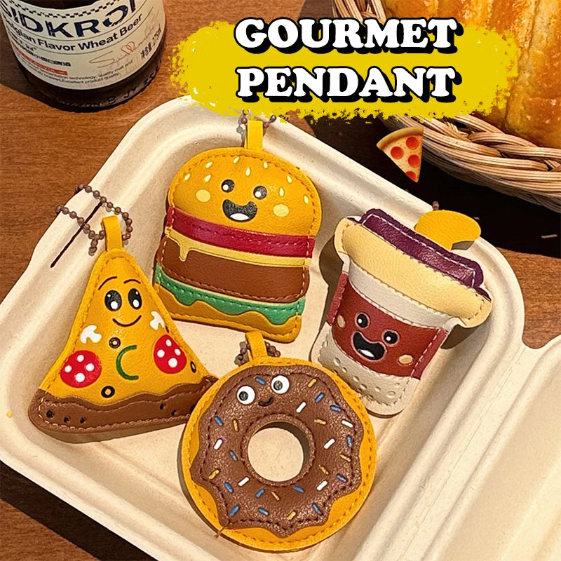 Cute Food Doll PU Leather Keychain Bag Charm Pendant Novelty Keychain Charm Oasis Select