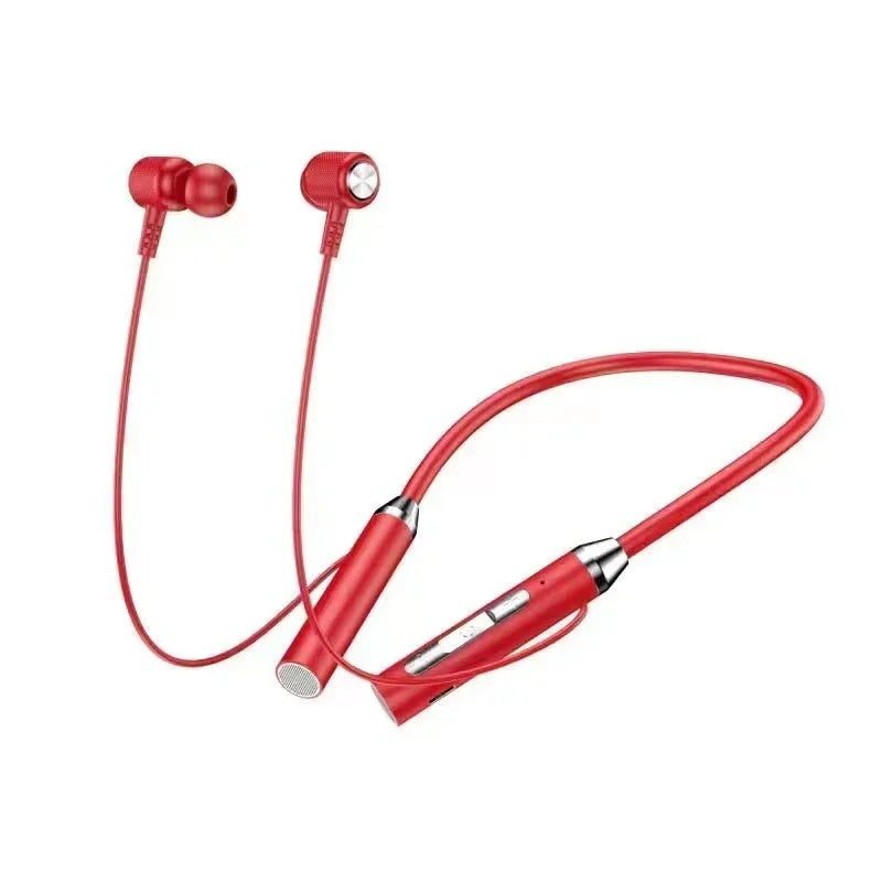 Wireless Headphones Bluetooth 5.0 Neckband Earphones Silicone Hifi 9D Stereo Sports Headset Halter Waterproof Magnetic Earbuds Oasis Select Red
