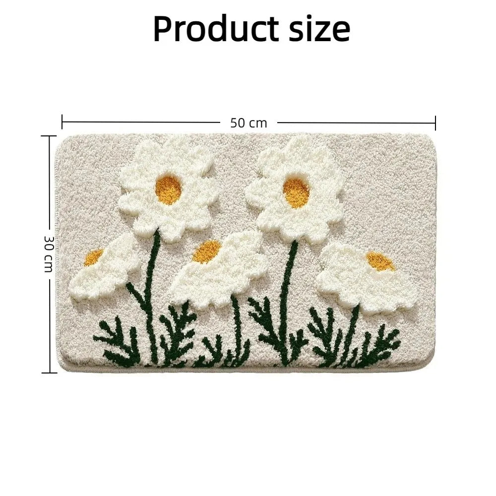 Floral Bathroom Floor Mat – Non-Slip, Soft & Absorbent 30×50cm