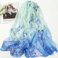Fashion 160*50cm Chiffon Scarf Sunscreen Gradient Shawl Silk Washable Flower Print Long Wrap Shawl for Women Oasis Select 01