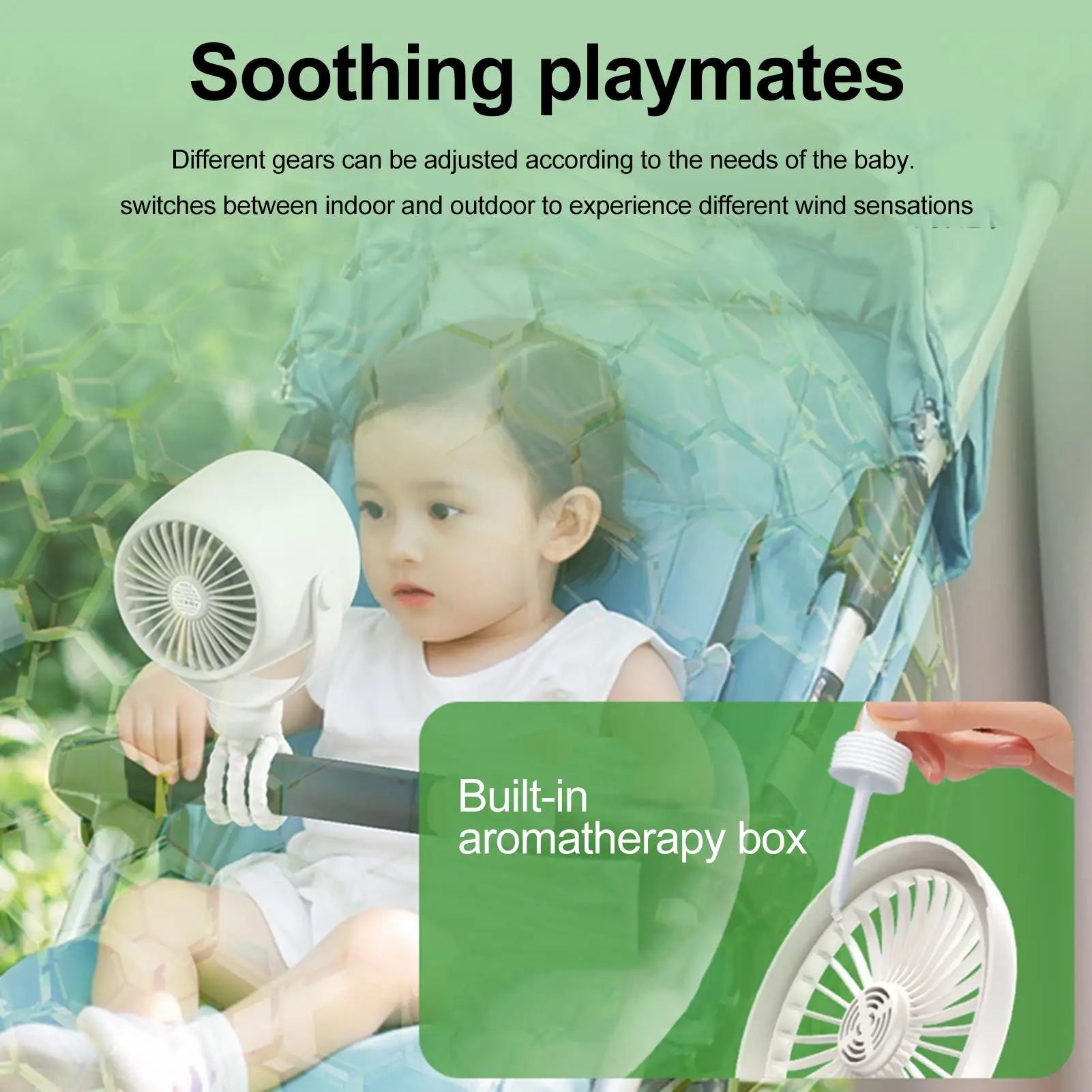 Octopus Stroller Fan 20000mAh USB Rechargeable & LED Night Light
