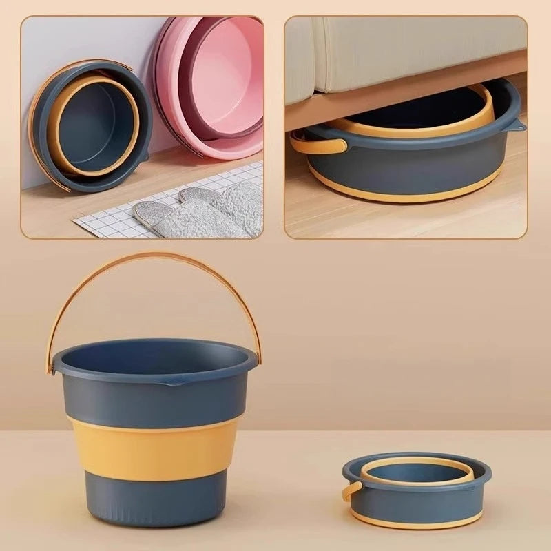 Folding bucket Portable station wagon Car fishing bucket Household large-capacity bathing foot bucket Thickened plastic Oasis Select
