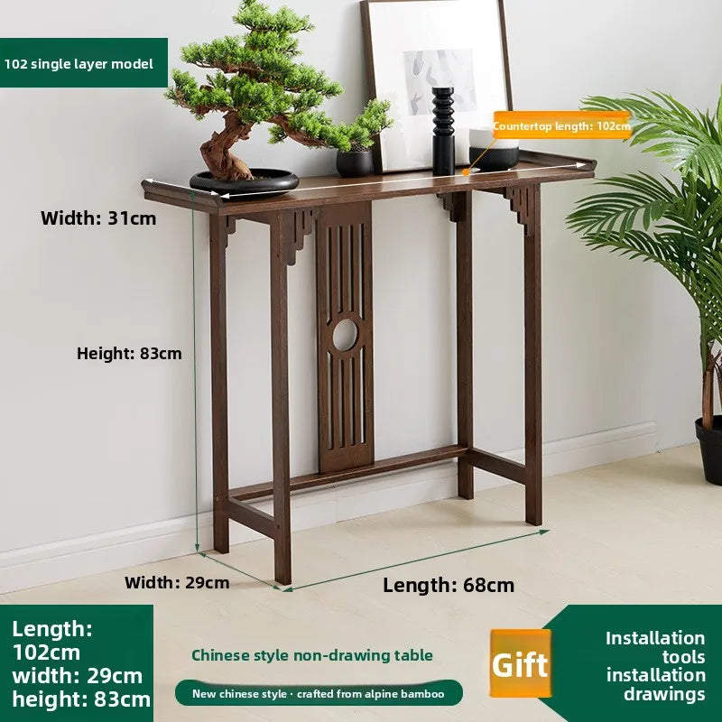 New Chinese-style entrance table Zen entrance hall entrance table, living room strip case entry hotel end view table long table Oasis Select Single layer 100