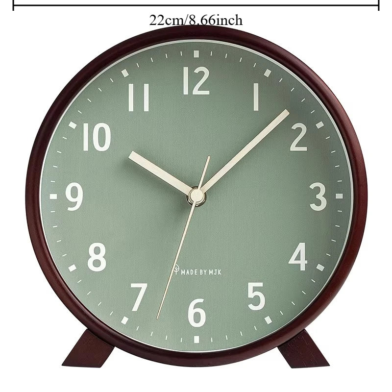 Solid Wood Chinese Retro Clock New Desktop Decoration Living Room Silent Clock Placement Decoration Retro Clock Oasis Select 8inch light green