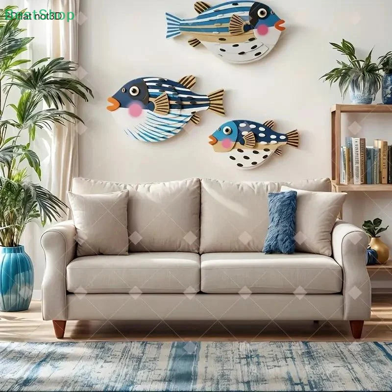 3-Piece Wooden Fish Wall Hanging Set – Coastal Ocean Home Décor