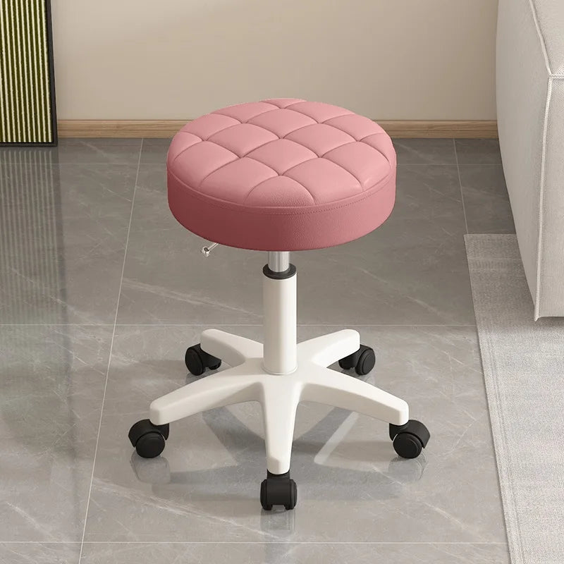 Massage stool Beauty salon stool Lifting rotating round stool Hair manicure Barber shop stool Round stool with wheels Oasis Select Light purple