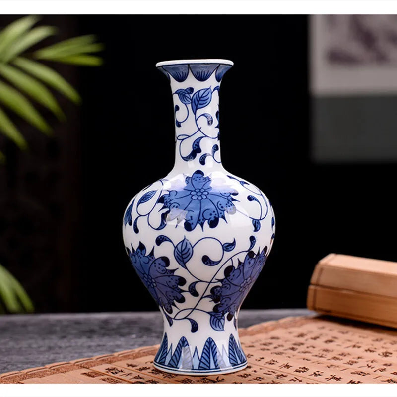 Chinese Table Antique Blue White Porcelain Vase Decoration Crafts